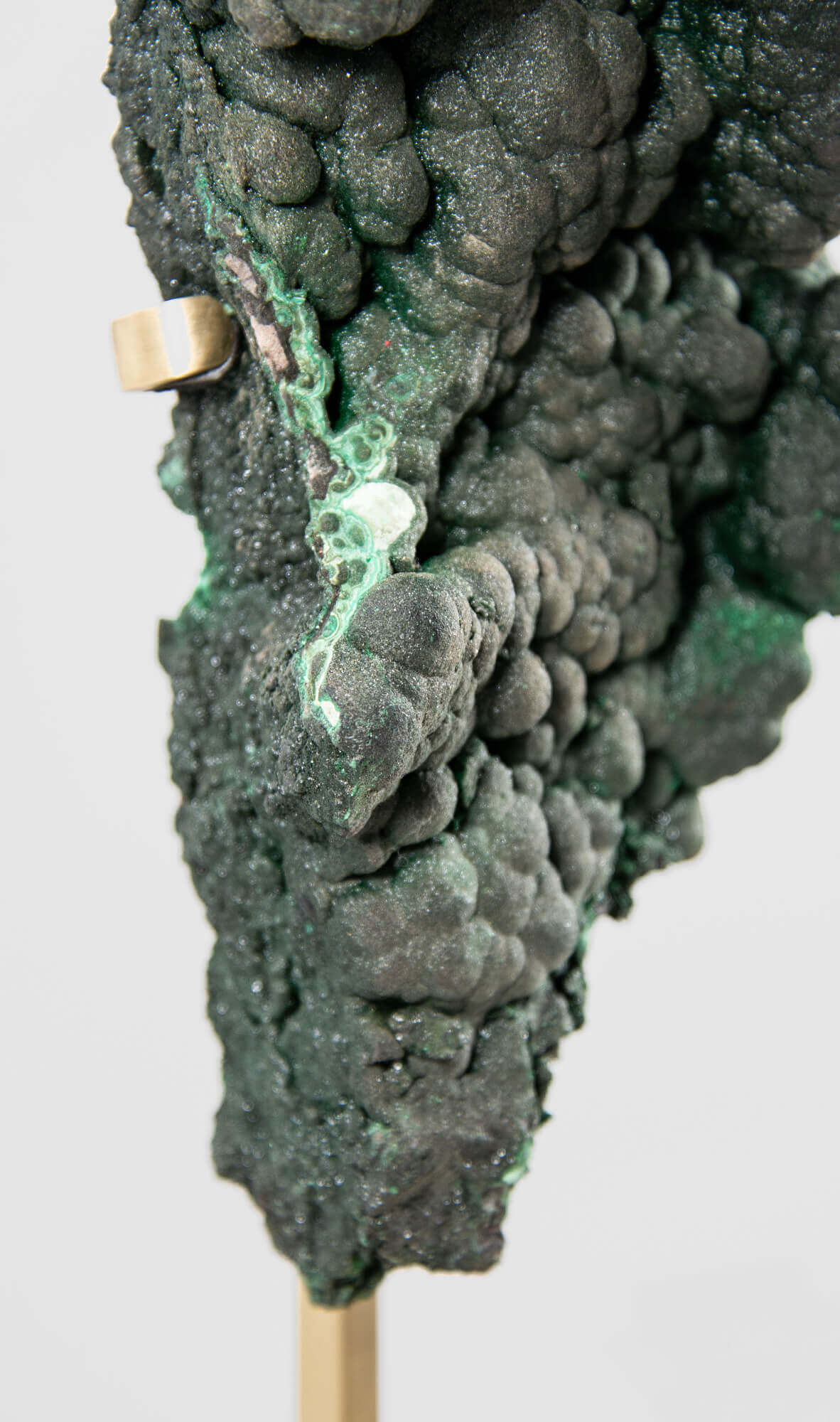 RARE Authentic Congo Natural Malachite in Brass Stand 4