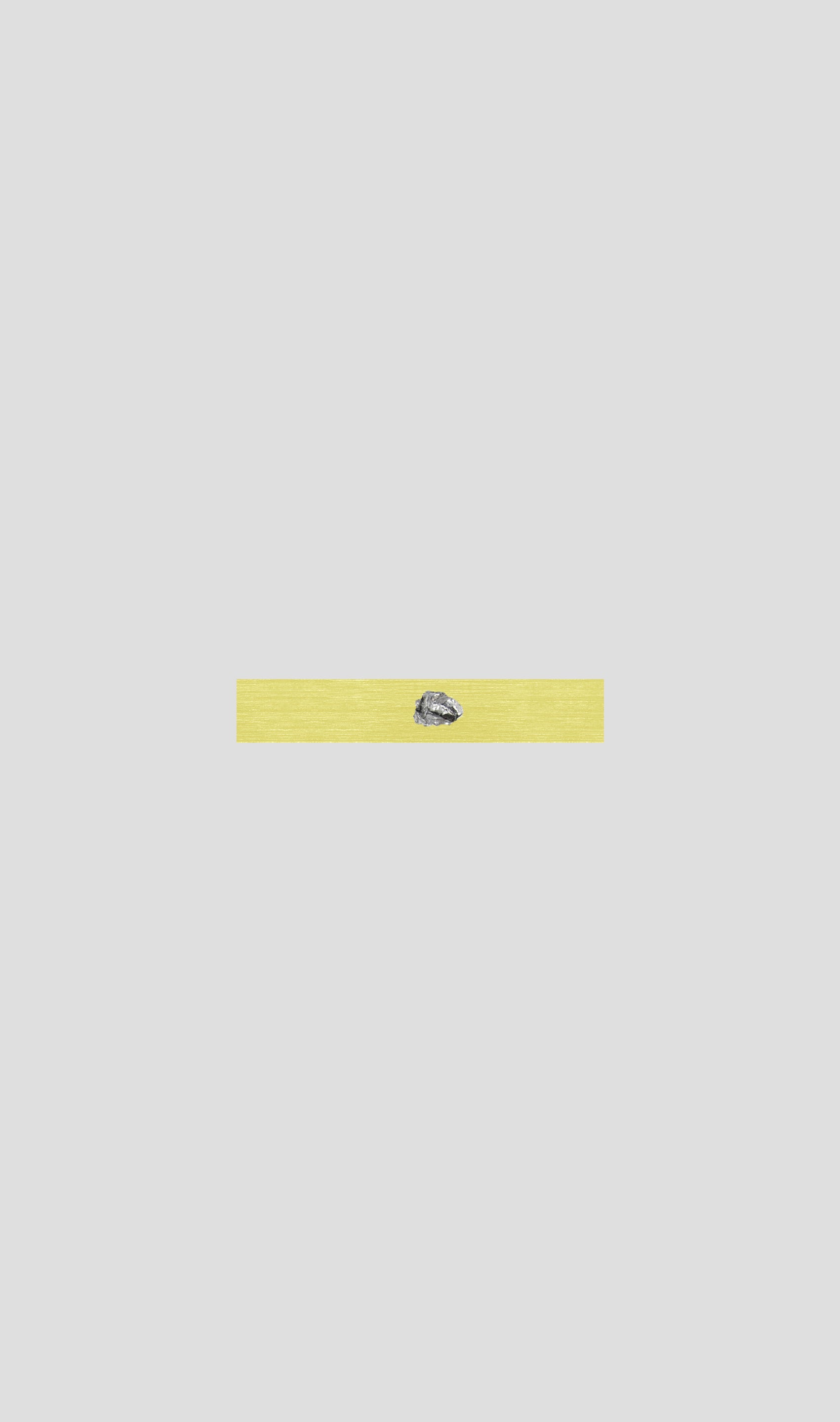 Campo Del Cielo meteorite fragment on a yellow aluminium base, representing a timeless cosmic gift.