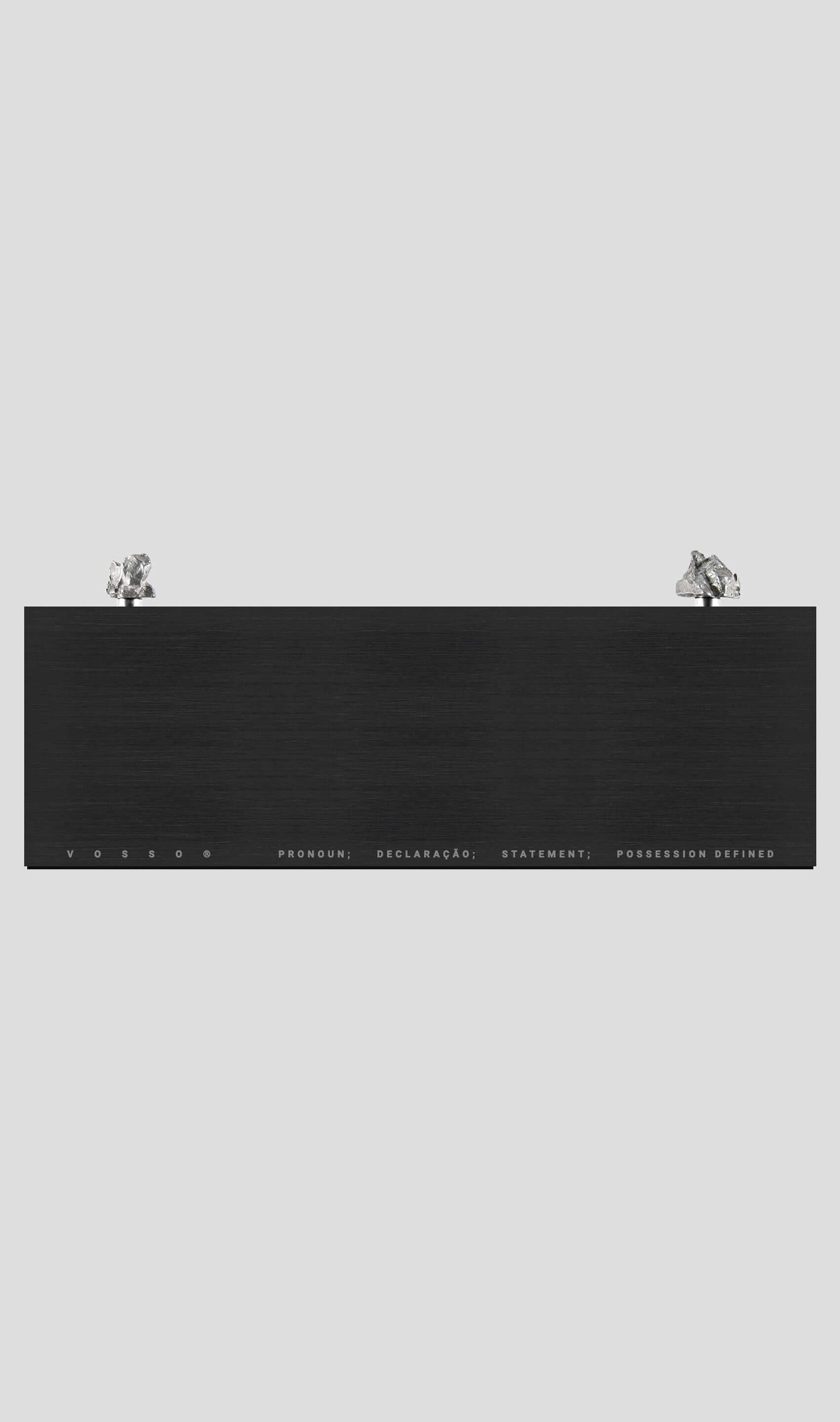 Campo Del Cielo meteorite on a VOSSO aluminium base, showcasing its cosmic beauty and timeless appeal.