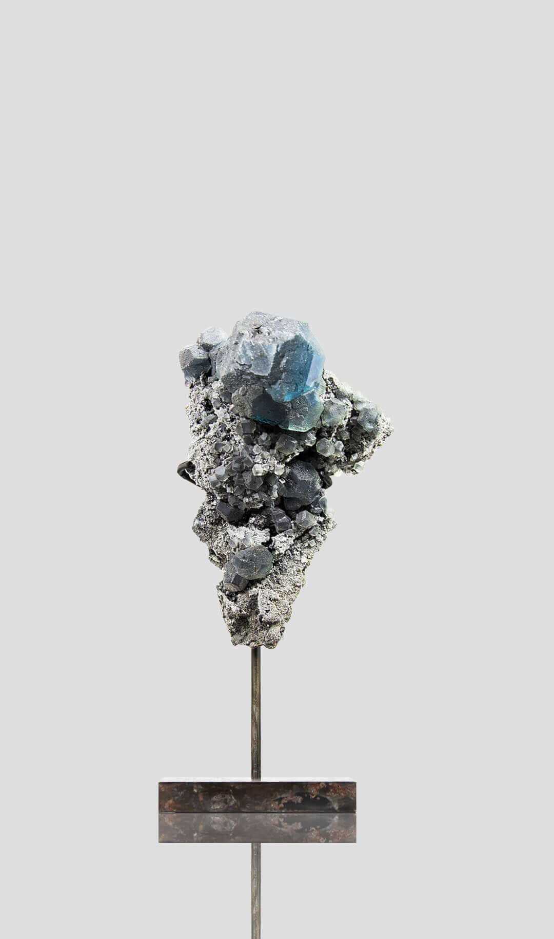 Stunning RARE Authentic Fujian Fluorite Gemstones in Original Matrix in Bronze Stand 244