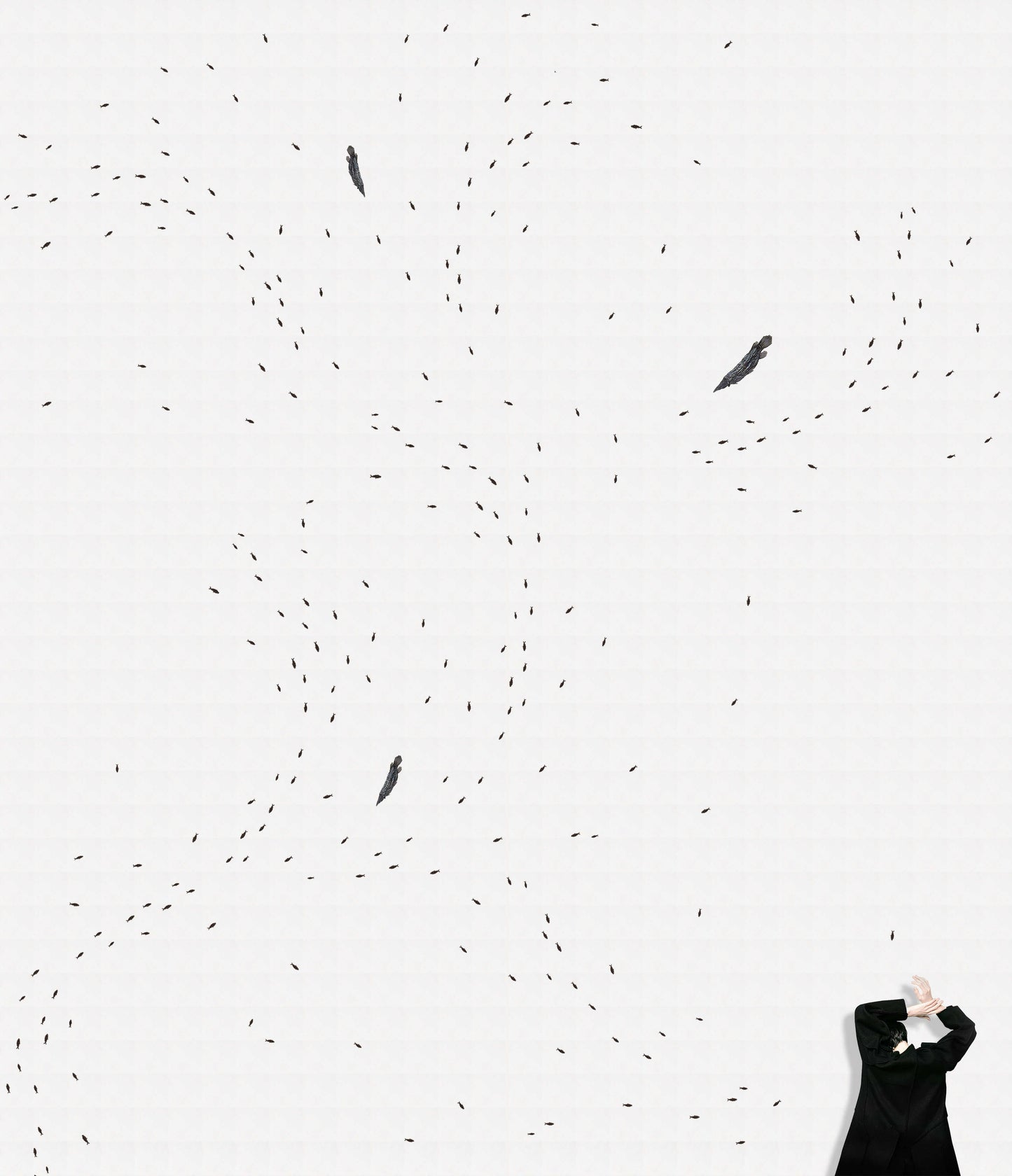 Abstract image featuring black figures in motion against a light background, evoking a sense of fluidity and freedom.