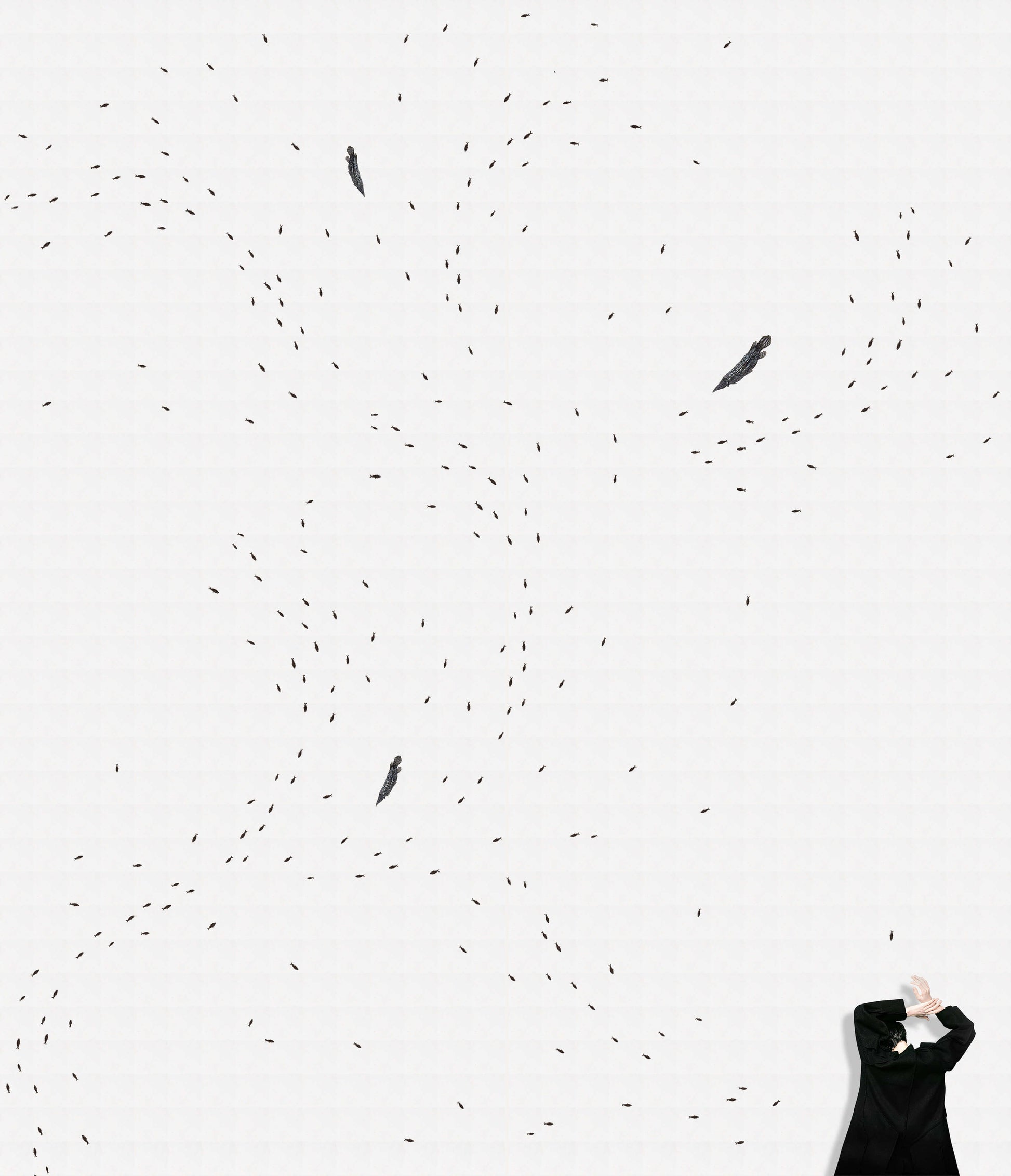 Abstract image featuring black figures in motion against a light background, evoking a sense of fluidity and freedom.