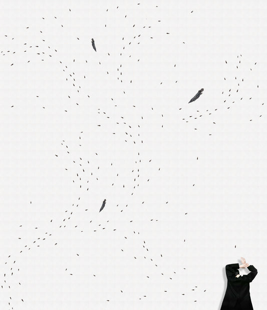Abstract image featuring black figures in motion against a light background, evoking a sense of fluidity and freedom.