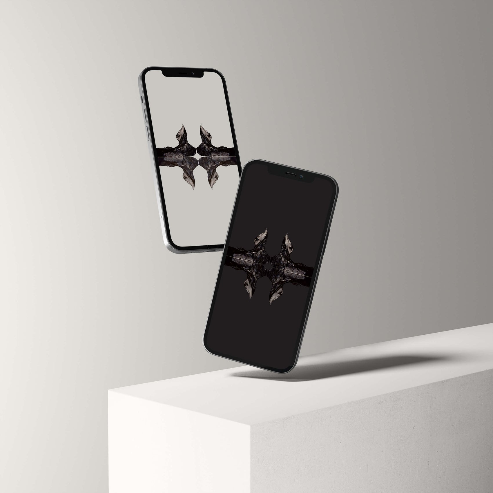 Digital Harpes Trilobite wallpaper showcased on two smartphones, designed for palaeontological enthusiasts.