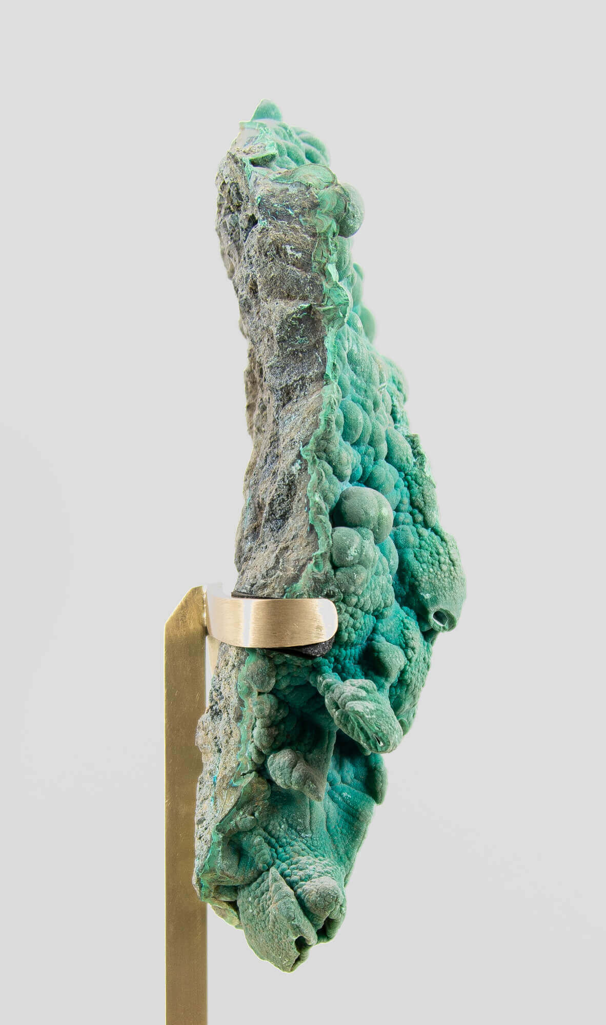 RARE Authentic Congo Natural Malachite in Brass Stand 3