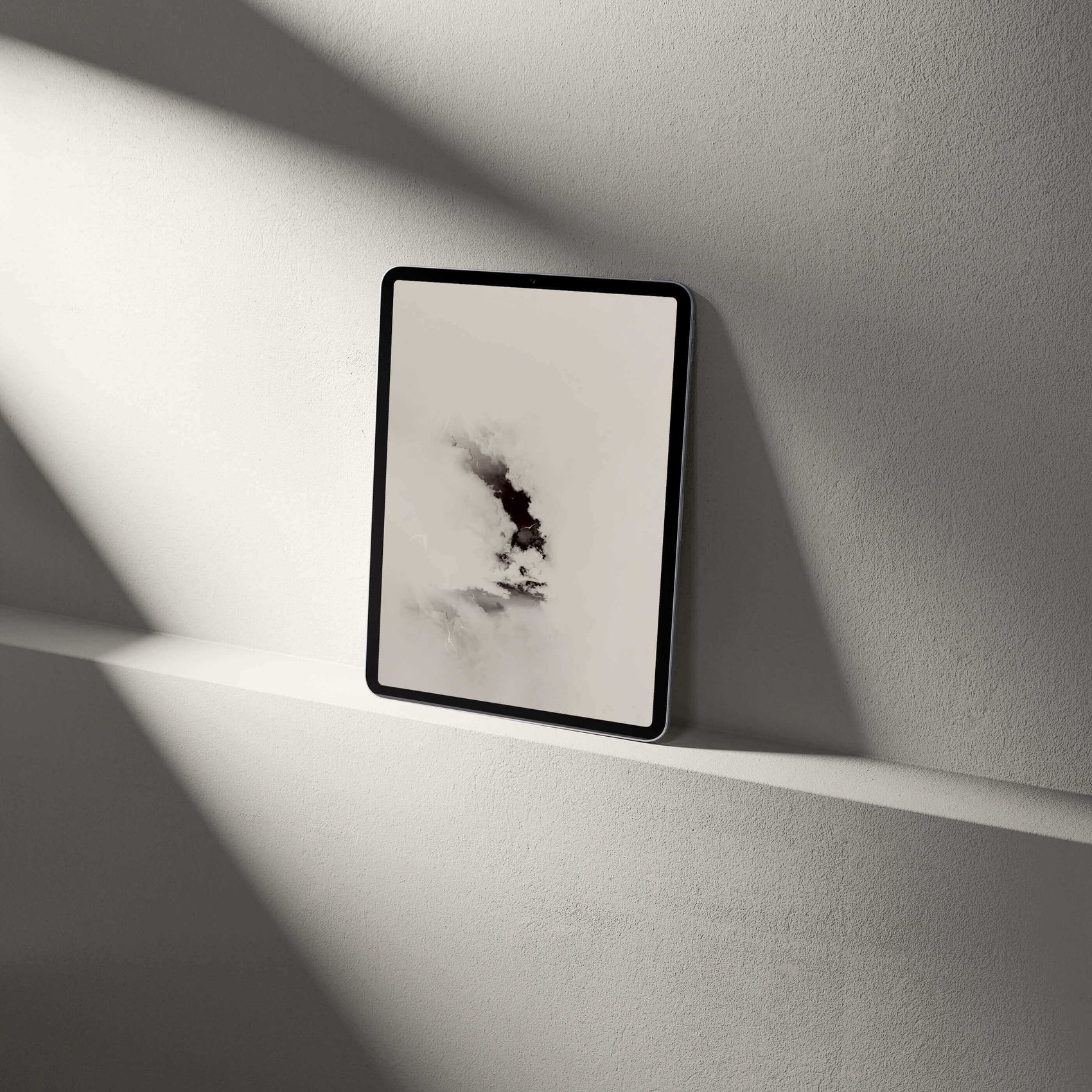 Digital Pterosaur Storm Tablet Wallpaper displayed on a tablet against a minimalist background.
