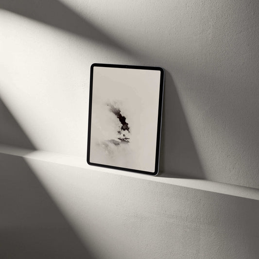 Digital Pterosaur Storm Tablet Wallpaper displayed on a tablet against a minimalist background.