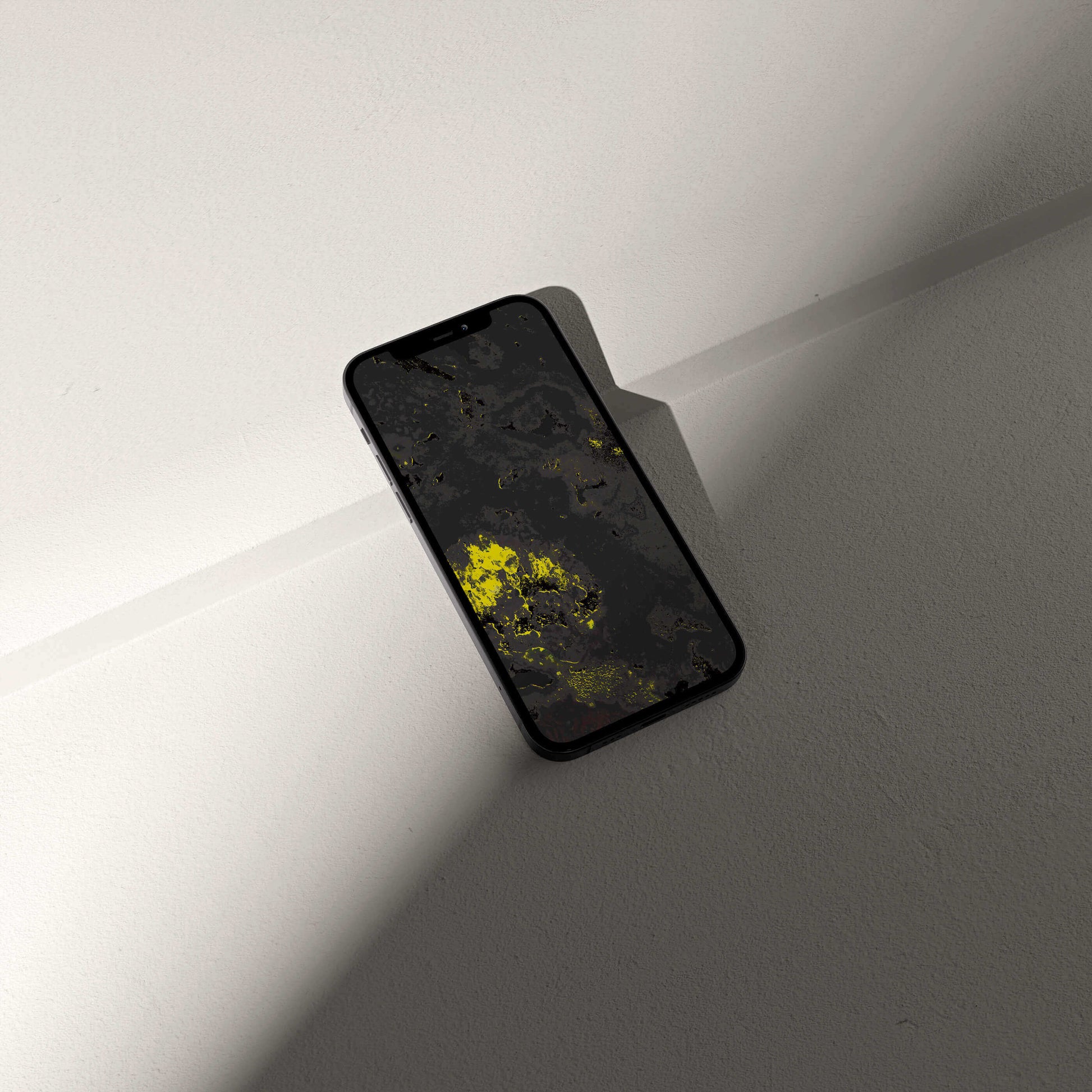 Digital amethyst crystal phone wallpaper displayed on a smartphone against a minimalist background, showcasing its stunning design.