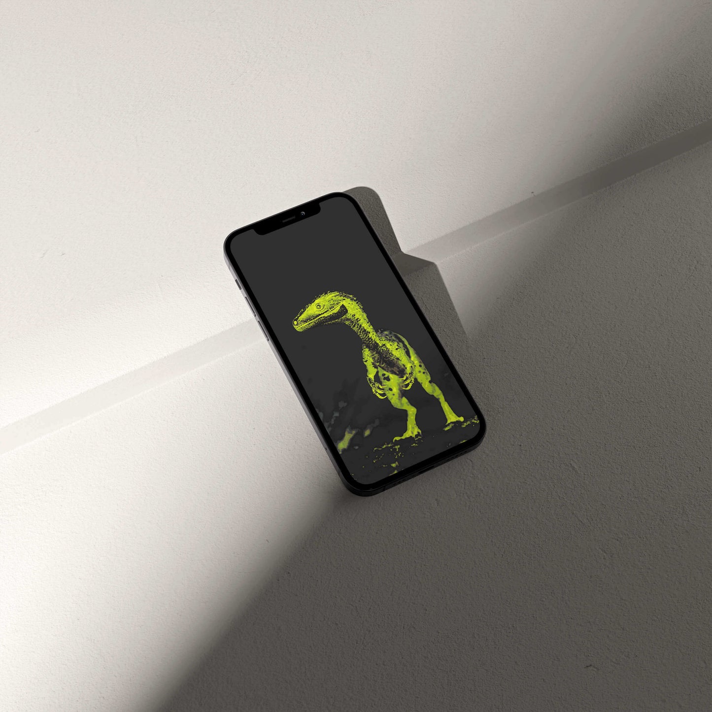 Stylish smartphone digital Raptor wallpaper, blending palaeontological art and modern design.