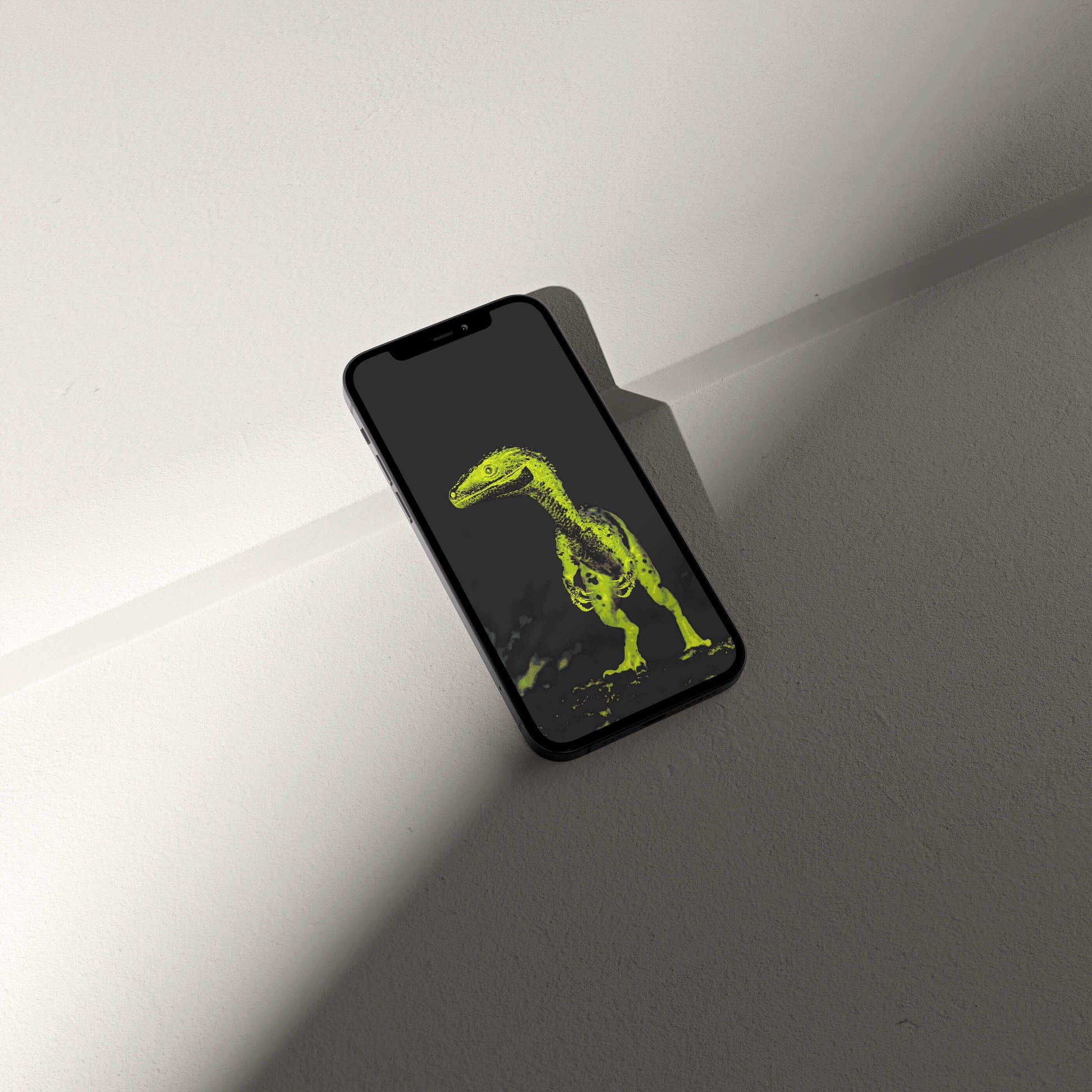 Stylish smartphone digital Raptor wallpaper, blending palaeontological art and modern design.