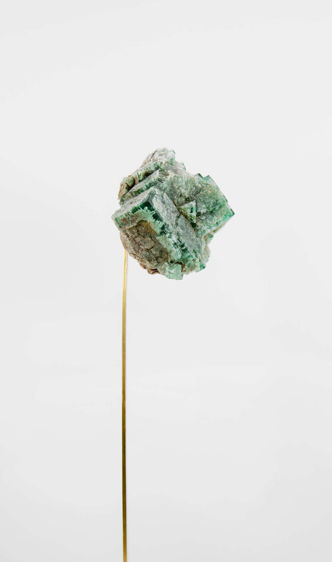 stunning green British fluorite for sale on the fossil store custom brass stand 14