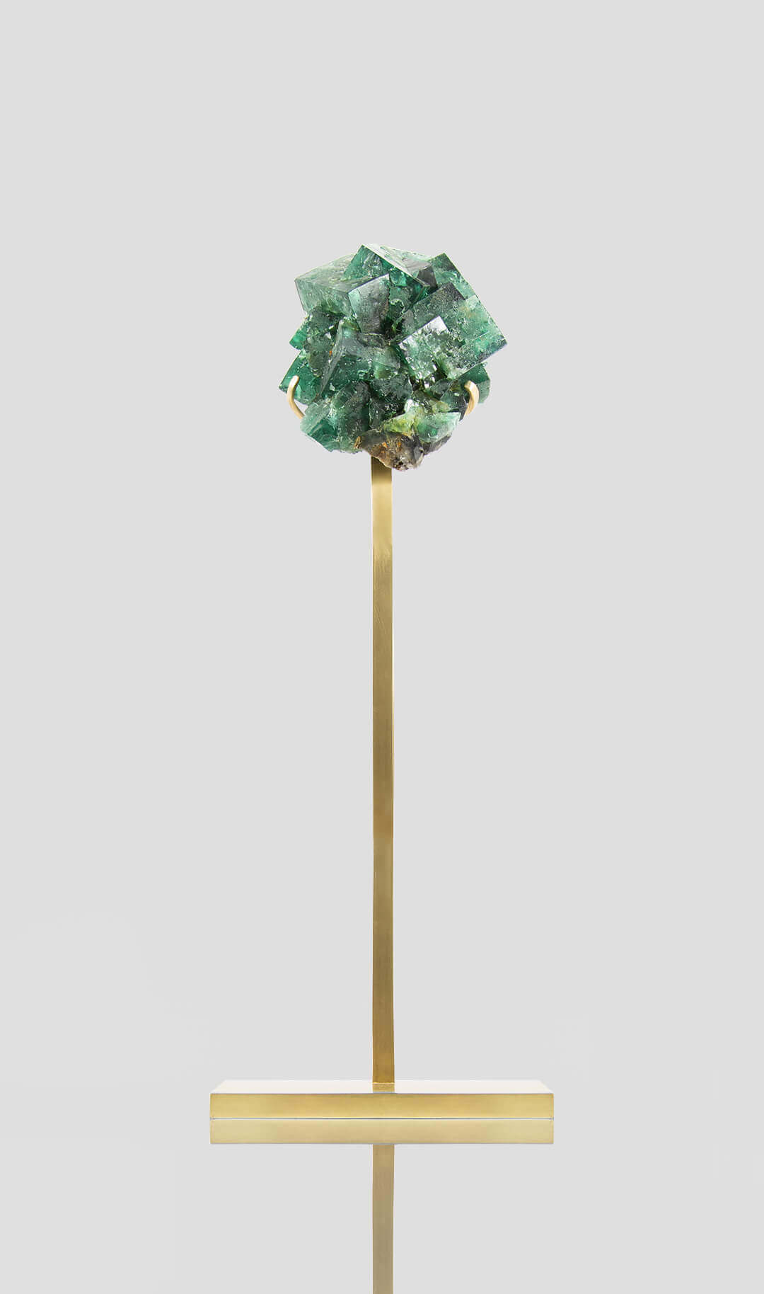 stunning green British fluorite for sale on the fossil store custom brass stand 41